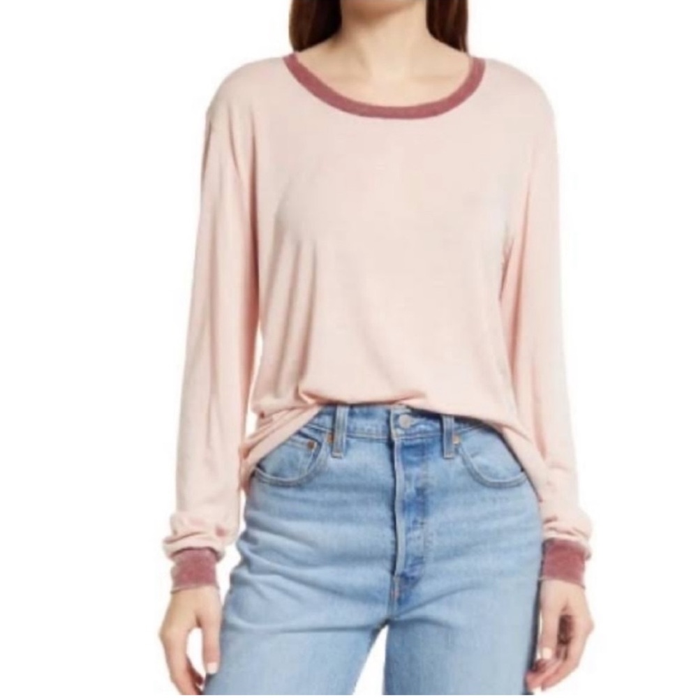 NWT Treasure & Bond Pink Smoke Long Sleeve Ringer T-shirt
